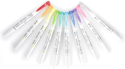 Zebra Pen MILDLINER No Bleed Brush Pen, Assorted Soft, Dual Tip, 10-Pack