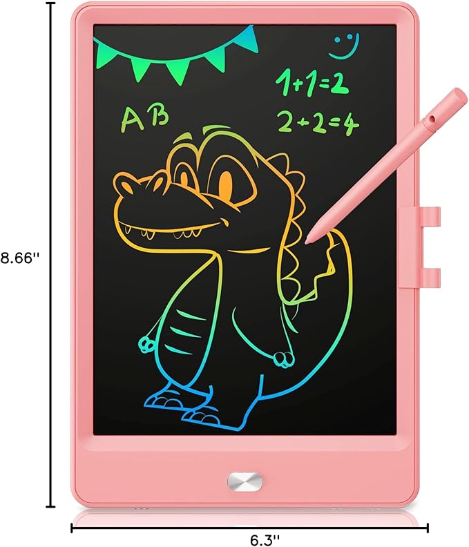 KOKODI LCD Writing Tablet, 8.5 Inch Toddler Doodle Board Drawing Tablet, Erasable Reusable Electronic Drawing Pads, Educational and Learning Toy for 3-8 Years Old Boy and Girls (Pink)