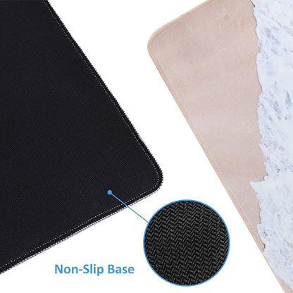 iCasso Extended Gaming Mouse Pad (35.4x15.7 in), Large Non-Slip Rubber Base Mousepad with Stitched Edges, Waterproof Keyboard Mouse Mat Desk Pad for Work, Game, Office, Home - Beach