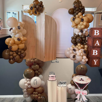 104pcs Dark Brown Balloons - 18/12/10/5 Inch Coffee Brown Neutral Latex Balloons Garland Arch Different Sizes for Boho Weddings, Bear Baby Showers, Thanksgiving Party Supplies