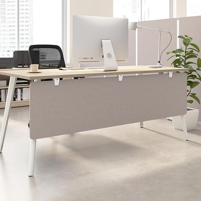 Bush Business Furniture 70W Desktop Privacy Screen in Warm Beige, Desk Mounted Office Partition with Acoustic Sound Dampening Panel