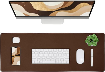 ALOANES Waterproof Mouse Pad with Durable Stitched Edge, XXXL Gaming Keyboard Pad, Non-Slip Rubber Base Mouse Mat, Extended Desk pad for Gamer, Office & Home, Brown Mousepad 35.4''x 15.7''x 0.12''