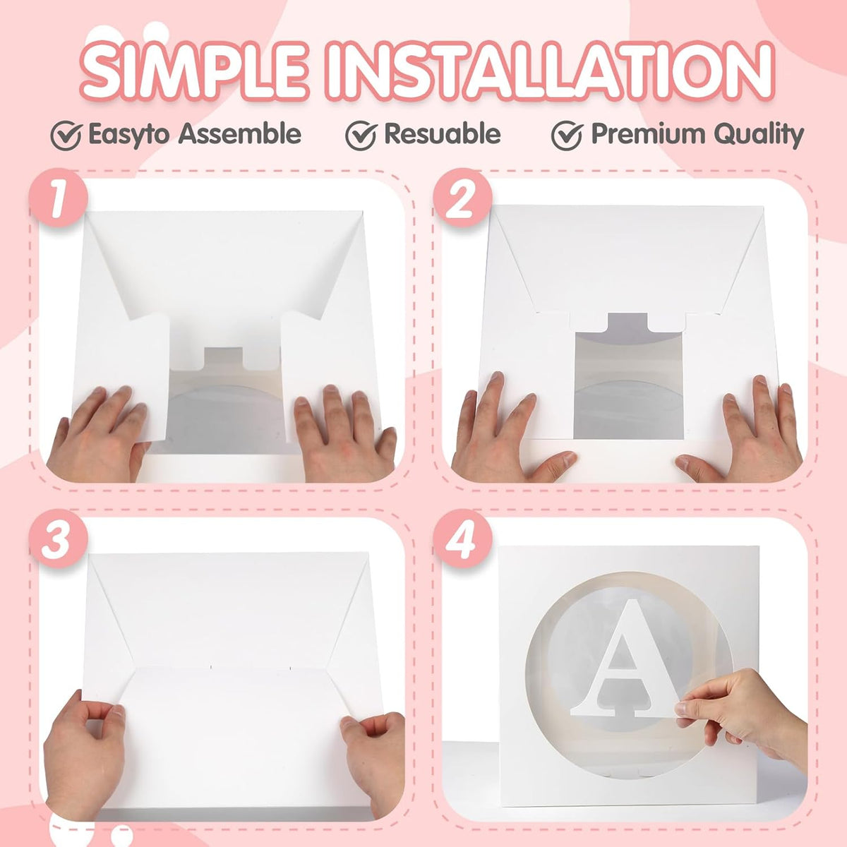 Baby Boxes with Letters for Baby Shower,Transparent Balloon Box 4 PCS Clear Baby Shower Decorations Block Boxes for Gender Reveal,Birthday Party Decorations