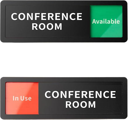 Conference Room Office Door Sign Do Not Disturb,Versatile In-Use/Available Slider Sign for Business Home, Meeting Vacant Occupied Privacy Room Sign,Frosted Black 8" x 2.6"