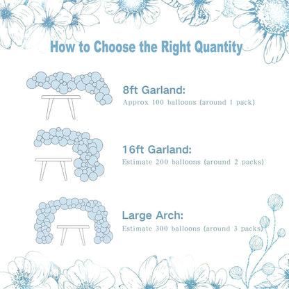 Dusty Blue Balloon Arch Kit 126 Pcs Light Blue and White Balloon Arch Garland Kit Include Macaron Balloons for Wedding Birthday Baby Shower Gender Reveal Bridal Decorations