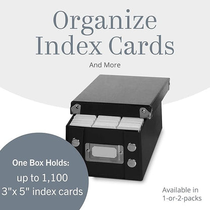 Snap-N-Store Index Card Holder Storage Box - Collapsible Organizer Box fits 1100 Flash Cards - Business, Recipe, or Note Card - 3 x 5, 1 Pack, Black