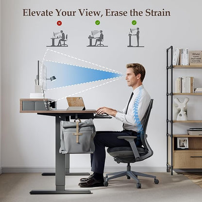 Klicelor 48 Inch Electric Standing Desk with Drawers and Keyboard Tray, Height Adjustable Desks for Home Office, Sit Stand Up Computer Workstation with Two Pieces, Rustic Brown
