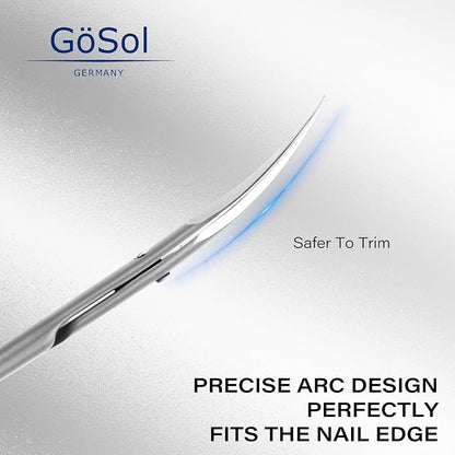 Cuticle Scissors Extra Fine Curved, Professional Russian Style | Stainless Steel, High Precision, Pointed Tip Grooming Scissors, for Dead Skin; Eyebrows; Eyelash, Leather Case, Matte Silver