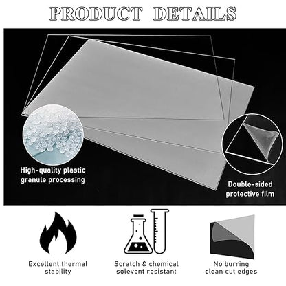 Roowest 1 Pcs 24 x 36 Inch, 1/2 Inch Thick Clear Acrylic Sheets Transparent Plastic Panels Sheets Cut to Size Cast Acrylic Board Panel with Protective Film for Craft DIY Project Sign Frame