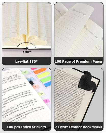 Hardcover Executive Notebooks, A5 PU Leather Lined Journal Notebook, 200 Pages Thick Paper Subject Notebooks for School,Work,Home Writing Business Notebook, Diary Book ， Seahorse Colorful
