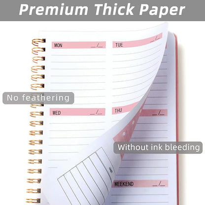 Undated Weekly Planner- Weekly Goals Notebook, A5 To Do List Planner, Habit Tracker Journal with Spiral Binding, 5.7 x 8.0 inches