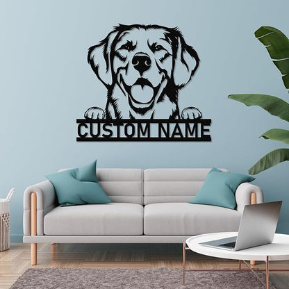 Dyoart Custom Dog Metal Signs - Personalized Metal Dog Decor, Rustic Farmhouse Dog Signs for Home Decor, Dog Metal Wall Art, Family Name Sign, Gifts for Mom Dad Dog Lovers, Dog Room Decor