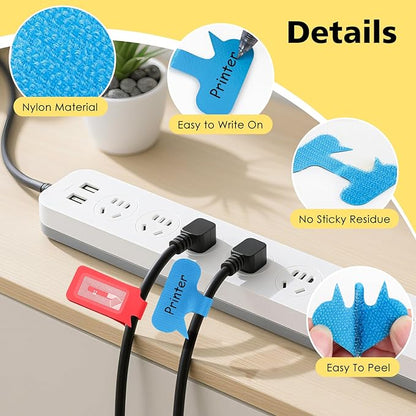 SummerBrite 24-Pack Smart NFC Cable Labels with Blank Stickers, Programmable Reusable Wire Tags for Electronics, Cord ID & Cable Management for Automation, IT Server - Rectangle & Oval