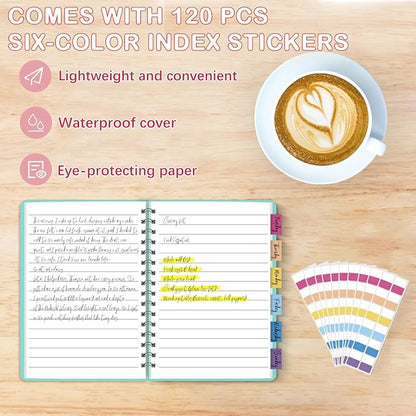 Small Spiral Notebooks 3.5 x 5.5 in College Ruled, Mini Spiral Notebook | Waterproof 80 Sheets/160 Pages, Pocket Notebook with 120 Pcs Sticky Index Tabs for Home Office College School