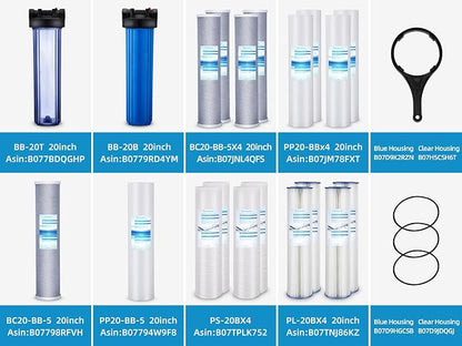 Geekpure 20-Inch Universal Compatible Big Blue Carbon Block Water Filter Cartridge Remove Chlorine Taste Odors- 4.5 Inch x 20 Inch -5 Micron