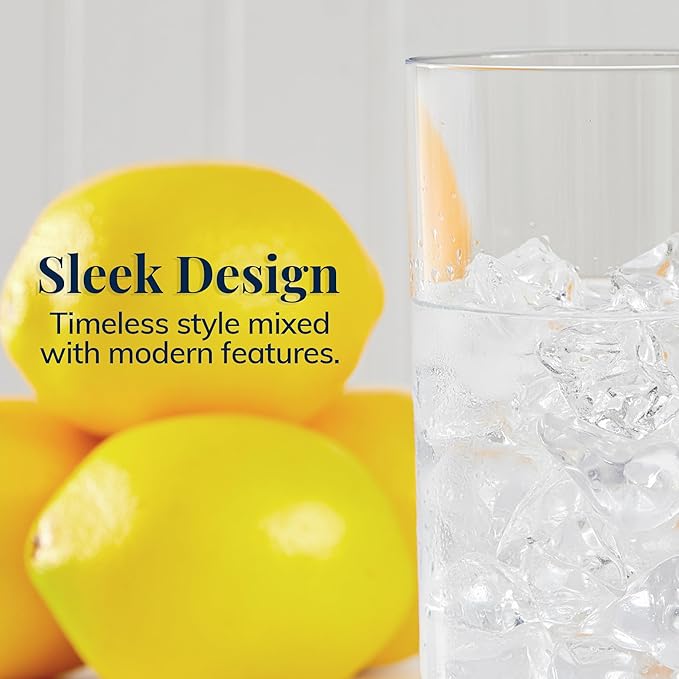 US Acrylic Classic Clear Plastic Reusable Drinking Glasses (Set of 6) 16oz Water Cups | BPA-Free Tumblers, Made in USA | Top-Rack Dishwasher Safe