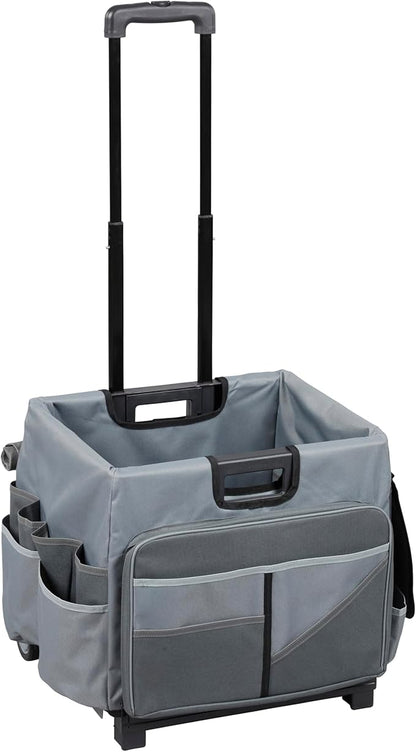 ECR4Kids Universal Rolling Cart with Canvas Organizer Bag, Mobile Storage, Dark Grey/Grey