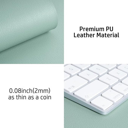 Aothia Leather Desk Pad Protector, Mouse Pad, Office Desk Mat, Non-Slip PU Leather Desk Blotter, Laptop Desk Pad, Waterproof Desk Writing Pad for Office and Home (Light Blue,31.5" x 15.7")