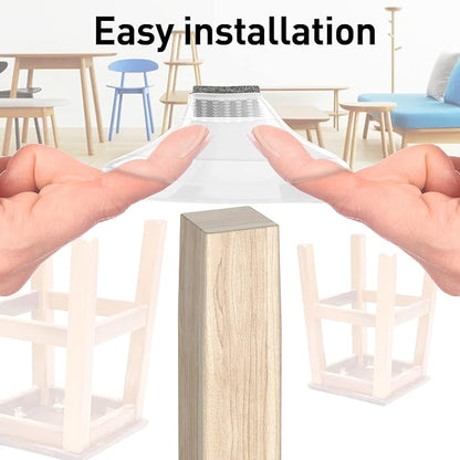Clear Square Chair Leg Floor Protectors for Hardwood, Furniture Legs Caps, 16Pcs, Fit:2" - 2 1/4".
