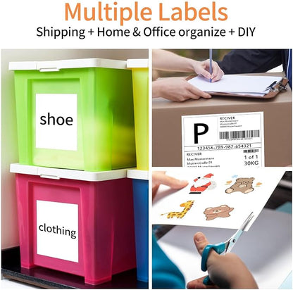 8.5" x 11" Sticker Paper for Inkjet Printers - 3000 Sheets Full Sheet Shipping Labels Printable Full Page Labels 8.5×11 White Sticker Paper for Laser Printing - Matte