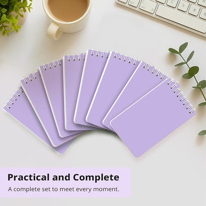 Taja Set of 8 Mini Pocket Notebook Top Spiral Nursing Notepads | Lilac Purple 3" x 5", Mini Little Spiral Notebook, Nursing Notepad, Perfect for Work, School, Office, Nurse, Travel