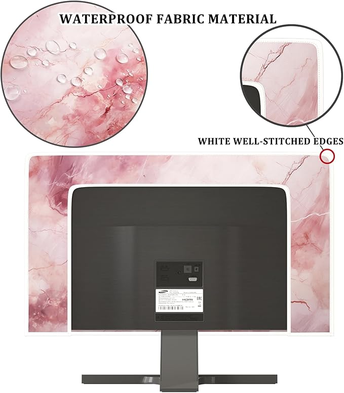 Baocicco Fashion Pink Marble Waterproof Television Cover 55 Inch Full Body Covers for Television Screen Panel Case Computer Sleeve Compatible with PC, Desktop and TV LED LCD OLED