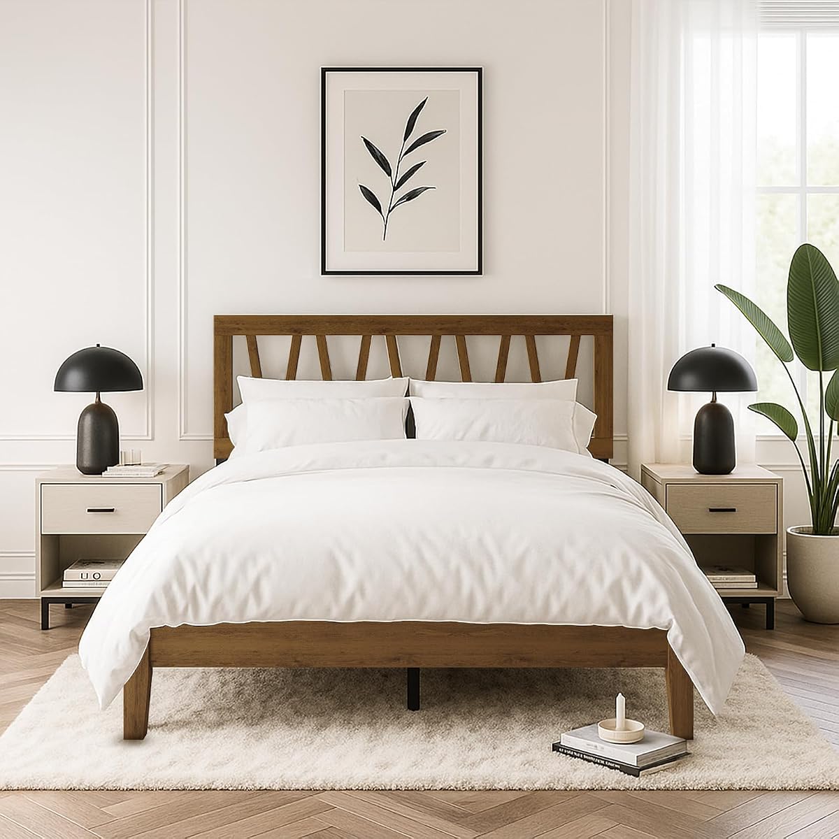 Gadsden Full Wood Panel Bed Frame, Brown