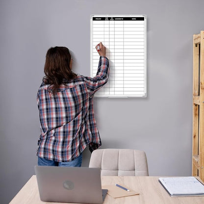 Lincia Aluminum Frame Dry Erase Board with Lines, Wall-Mounted Whiteboard for Scheduling, to Do Lists & Weekly Planning, Reusable Office Calendar for Home & Work (Project Planning Board,18"x24")