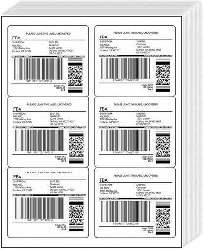 30 Sheets, 180 Count Labels, 6 Up White Permanent Self Adhesive Shipping Labels, 3 1/3” x 4” Printable Stickers for Laser & Inkjet Printers