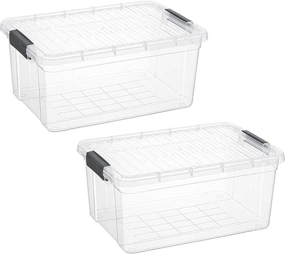 Superio Storage Bins with Lids- 2 Pack, 21 Qt Clear Boxes for Organizing, Stackable Plastic Containers- BPA Free, Non-Toxic, Odor Free, Organizer for Home, Office, Dorm