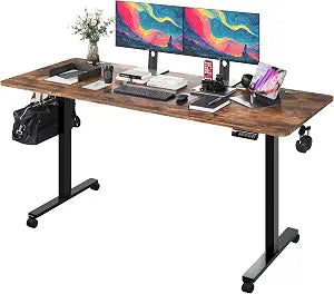 Large Electric Standing Desk 71“x31.5“ Height Adjustable,Brown