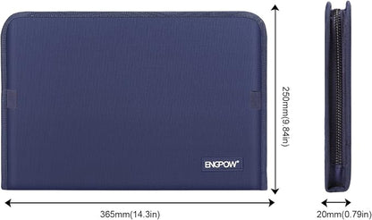 ENGPOW Expanding File Folder,Fireproof 13 Pockets Document Organizer Bag | Accordion File Organizer with Zipper＆Labels,Portable Home Travel Safe Storage for Important Files,Papers,Letter Size,Blue