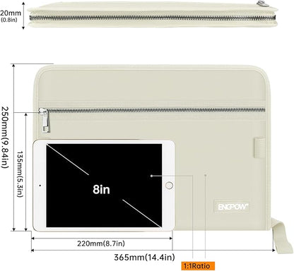 ENGPOW Expanding File Folder,Fireproof 13 Pockets Document Organizer Bag | Accordion File Organizer with Zipper＆Labels,Portable Home Travel Safe Storage for Important Files,Papers,Letter Size,Beige