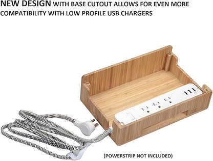 MobileVision Bamboo Charging Station & Multi Device Organizer Slim Version for Smartphones, Tablets, and Laptops