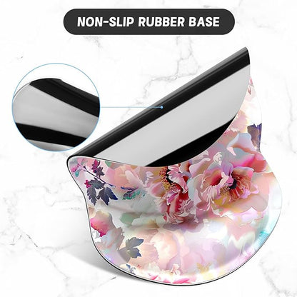 ITNRSIIET Ergonomic Mouse Pad with Gel Wrist Support Small Wrist Rest Smooth Surface Non-Slip PU Base Comfortable Office Supplies Pain Relief, 8.7 x 7.2 inches, Beautiful Flowers