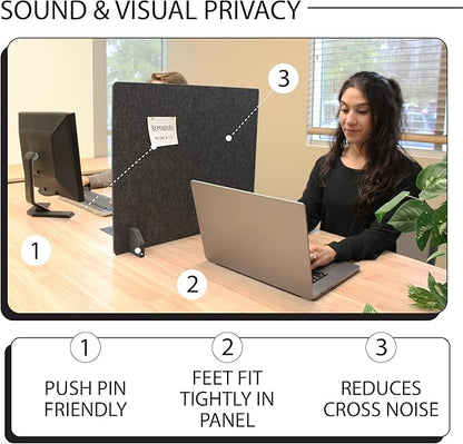 Planche Acoustic Freestanding Desk Divider - Noise Reducing Desk Privacy Panel - Library & Office Furniture Partition - Workstations Shield Barrier - Instant Wall Desk 20" H x 24" W (4 Pack, Stone)