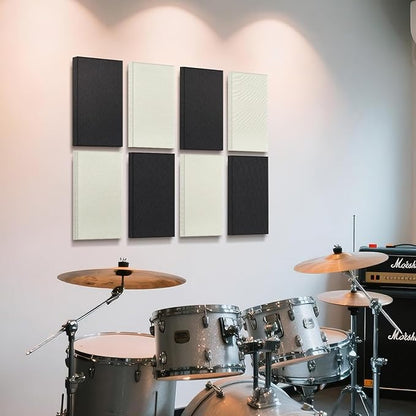 UMIACOUSTICS 4 PCS Acoustic Panels with Hanging Brackets, 2” Thick Fiberglass Sound Proof Panels Removable for Studios, Office, Home Theater Wall- Off White