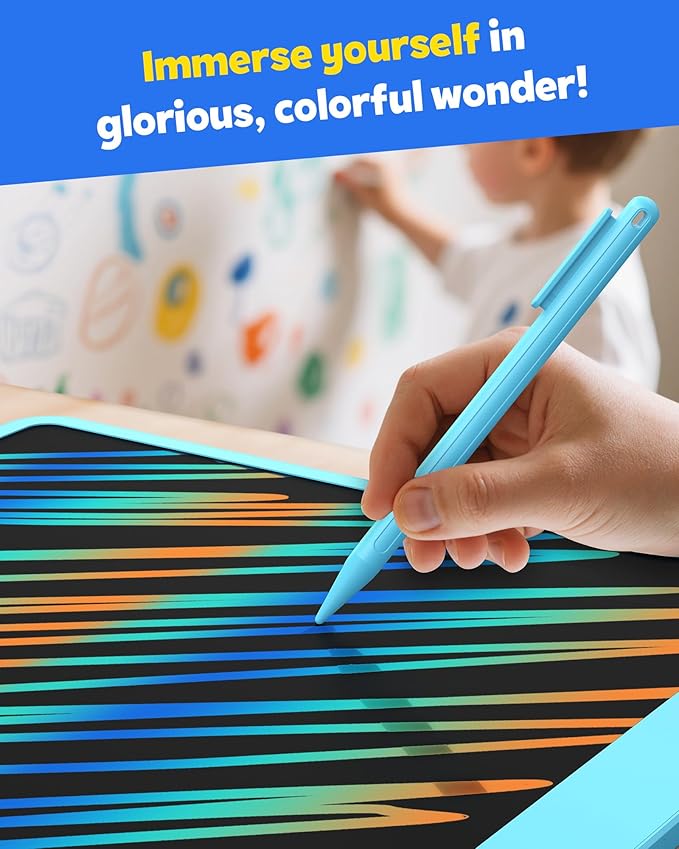 TEKFUN LCD Writing Tablet for Adults, Large Doodle Board, 16 Inch Colorful Drawing Tablet Writing Pad, Toddler Toys for 3 4 5 6 7 8 9 Year Old Girls Boys Teen, Birthday Gifts for Kids (Blue)