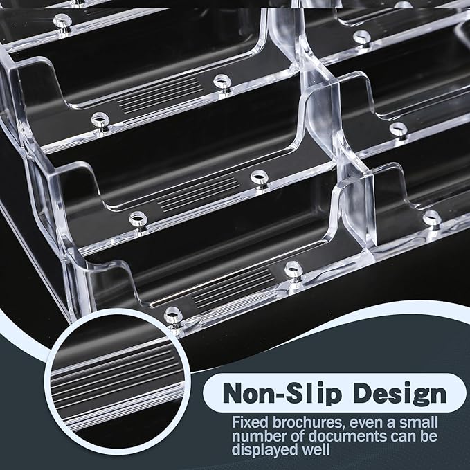 Acrylic Business Card Holder for Desk,4-Tier Clear Plastic Display Stand with 8 Pockets, Holds 400 Cards,ldeal for Office & Workspace Organization