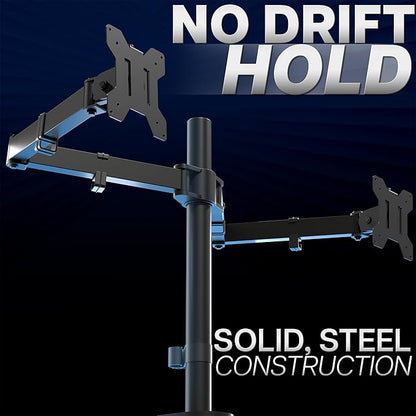 VIVO Dual Ultrawide Monitor Desk Mount, Heavy Duty Fully Adjustable Steel Stand, Holds 2 Computer Screens up to 38 inches and Max 10kg Each, Black, STAND-V038