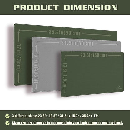 K KNODEL Desk Mat, Blotter, Dual-Sided Office Desk Pad, Waterproof Desk Mat for Desktop, Desk Blotters, PVC Leather Pad Protector (Dark Green, 23.6" x 13.8")