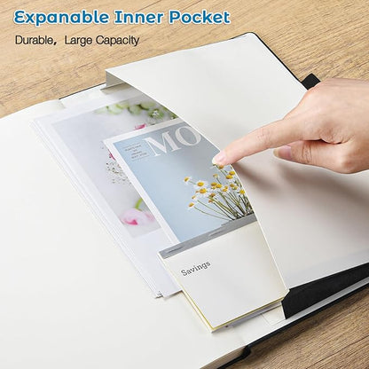 College Ruled Notebook, A4 Hardcover Leather Notebook for Work, Lined Notebook Journal for Women, Men, 192 Thick Paper, 8.5" x 11", Large Notebook with Pockets, Professional Business Notebook, Navy