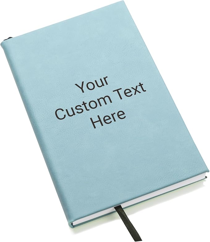 Lifetime Creations Customized Create Your Own Notebook Journal (Turquoise) - Personalized Hardcover Vegan Leather Journaling Notebooks, Business Gift for Women, Men, Teachers, Professionals