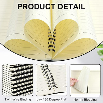 Yahenda 2 Pcs Spiral Notebook Bulk A5 Journal Lined 8.3'' x 5.5'' Writing Composition Paper Small Notepad Subject Notebook for Students Office Business Back to School Supplies (Black,Deep Blue)