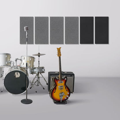 UMIACOUSTICS 4 PCS Acoustic Panels, 2“ Thick 23.6" x 11.8" Fiberglass Sound Proof Wall Panels, Sound Absorbing Panels for Studios, Office, Home Theater. Deep Black