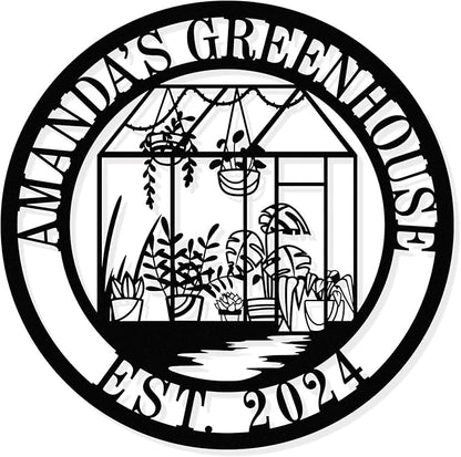 Personalized Garden Greenhouse Metal Name Sign,Customized Metal Sign,Custom Family Name Sign,Gift For Gardener,Gardenhouse gifts，Garden Decor Signs
