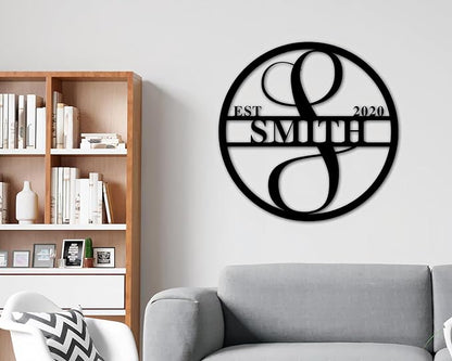 Personalized Metal Name Signs, Split Letter Monogram Wall Decor, Custom Last Name Sign, Family Name Sign for Outdoor, Personalized Wedding Gift, Garden Decor, Metal Wall Art, Housewarming Gift (MonogramDesign_7)