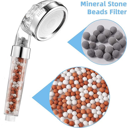 Filtration Stone Beads Filter for Filtered Shower Head, Mineral Stone Bead Balls for Purifying Water (Red Gray)