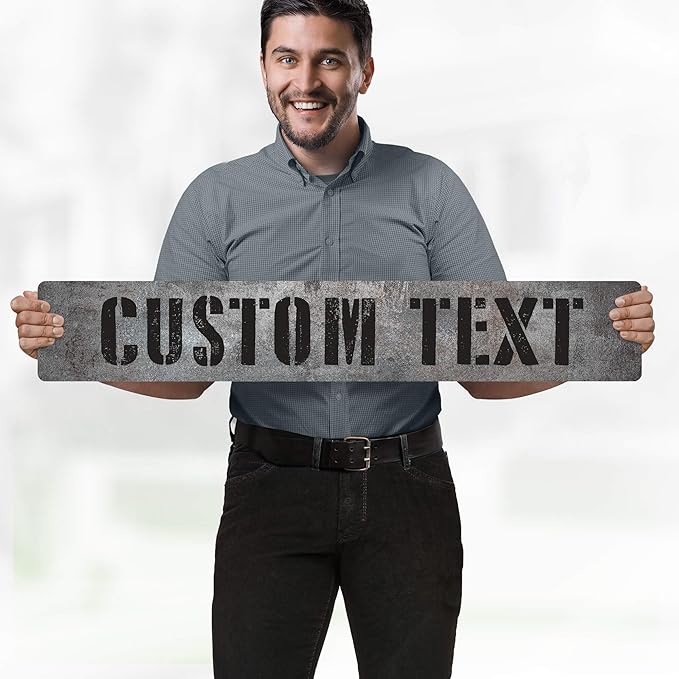 Custom Sign, Custom Street Sign, 11 Font Colors, 13 Font Styles, 4 Hole Options, 22 Sizes, 6x36 Inches, Rust Free DiBound, Fade Resistant, Made in USA by My Sign Center (Grunge Metal)
