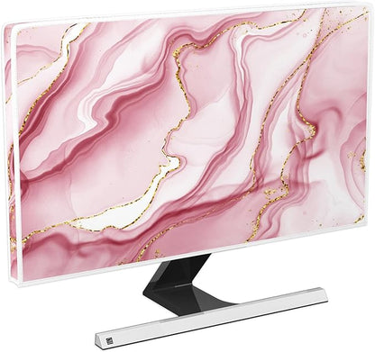 Baocicco Gold Pink Marble Waterproof TV Display Screen Cover 55 Inch TV Accessories Laptop TVs LCD Screen Decoration for Tablet Anti-Static Dustproof Protective for Home Office